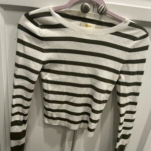 Anthropologie Maeve Olive and Cream Sweater